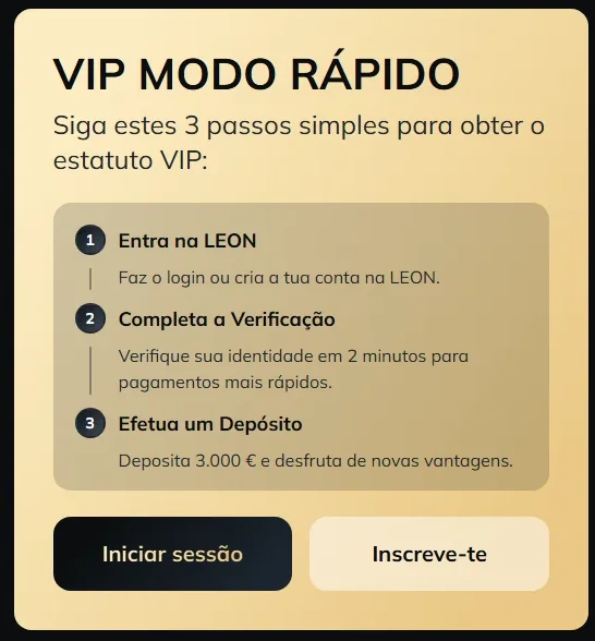 Área VIP com os três passos para obter o estatuto